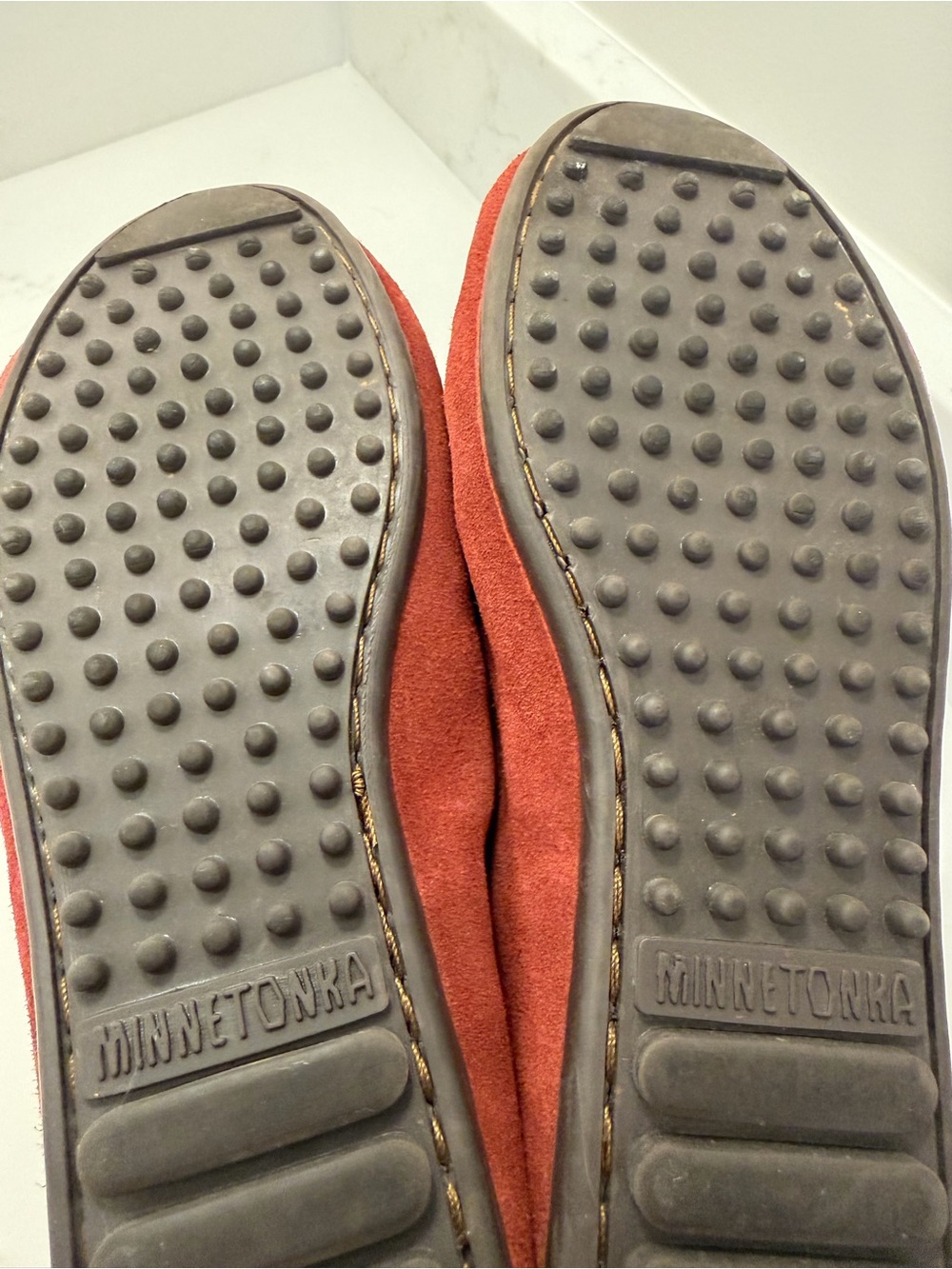 Minnetonka Suede Tassel Moccasin Loafers in Rust - Picture 5 of 5